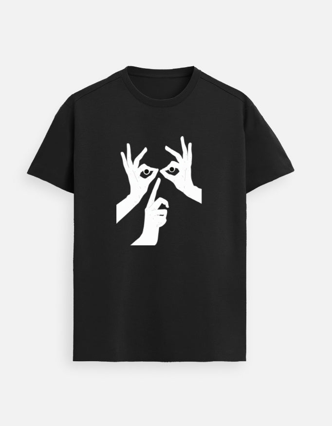 Black Hand Gesture Graphic T-Shirt – Minimal & Bold Streetwear