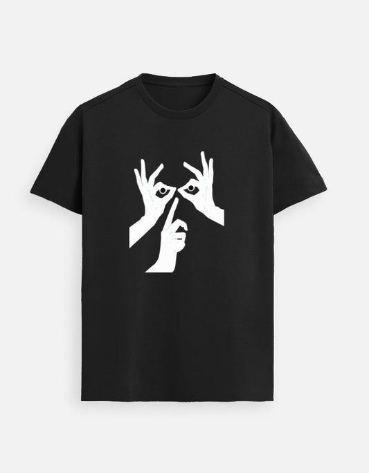 Black Hand Gesture Graphic T-Shirt – Minimal & Bold Streetwear